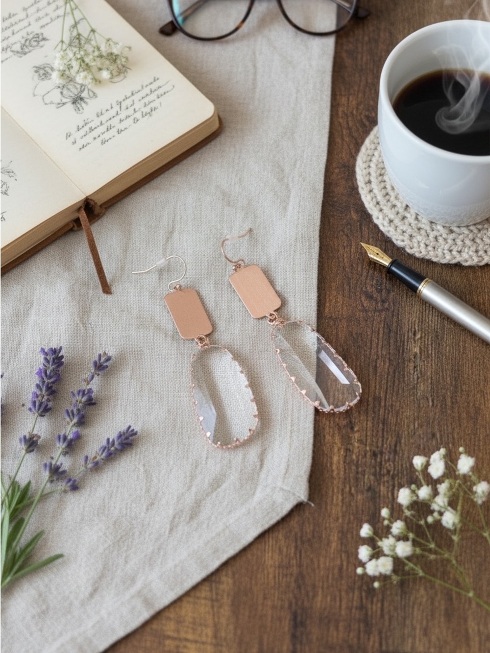Urban Outfitters Rose Gold Crystal Teardrop Earrings